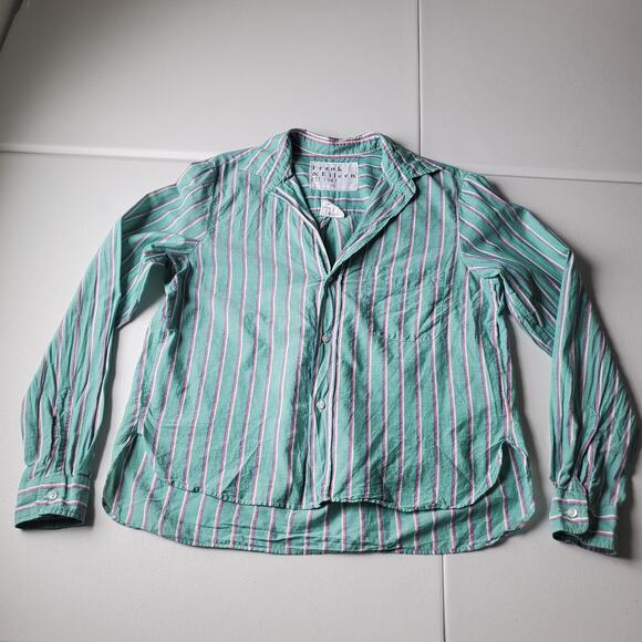 Frank & Eileen Tops - Frank & Eileen Shirt Womens Small Green Stripe Silvio Button Front Cotton